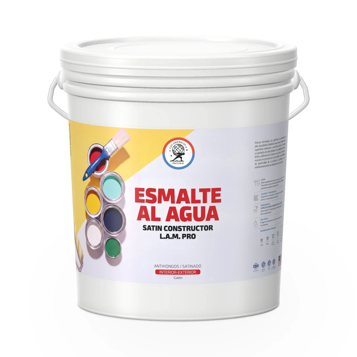 Esmalte al Agua Satin Constructor L.A.M. Pro, envase galón