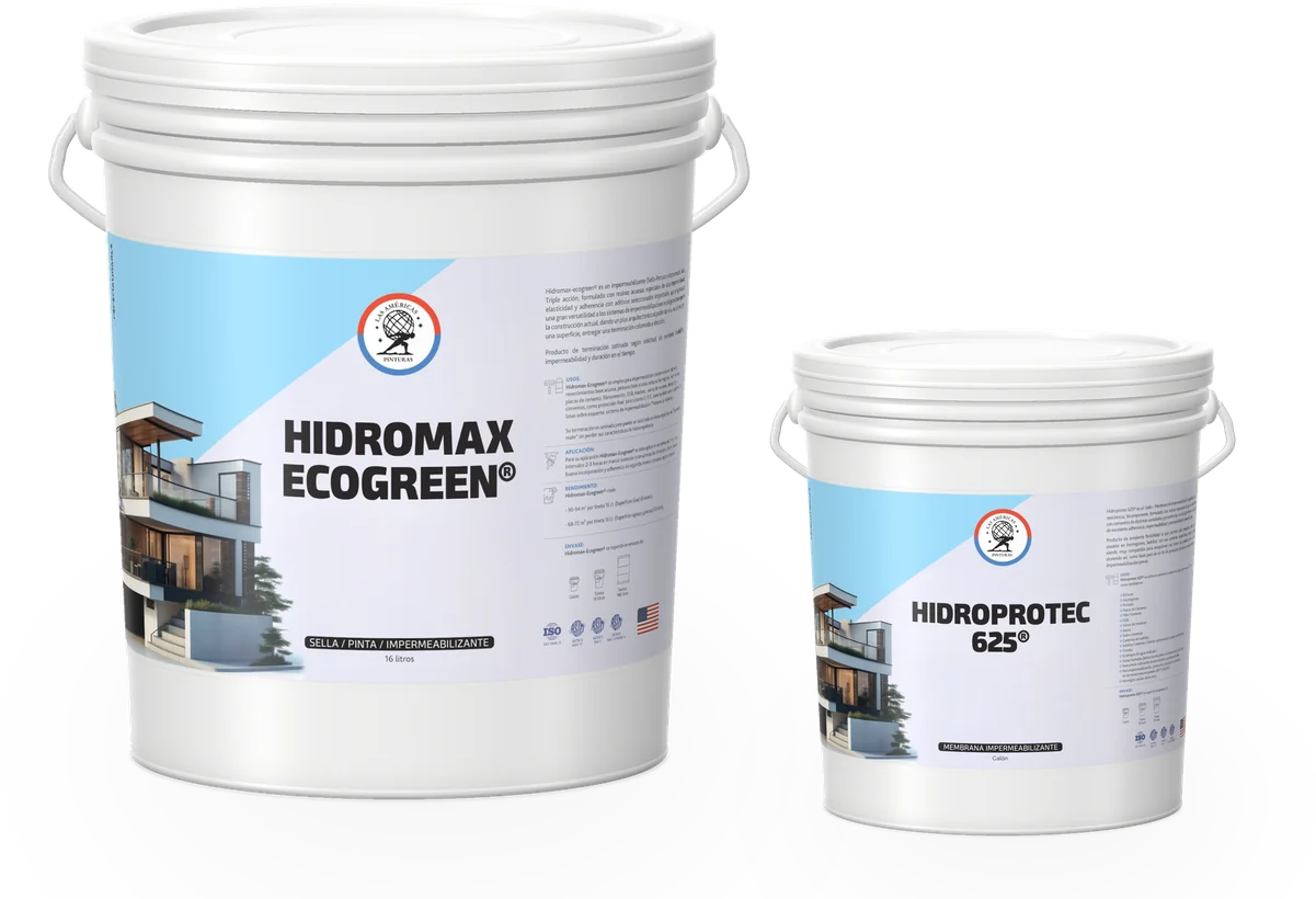 Tineta de Hidromax-Ecogreen y galón de Hidroprotec 625